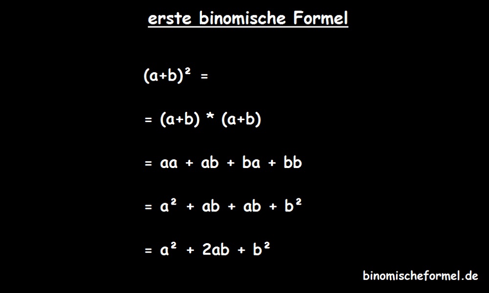 Die erste binomische Formel ausmultipliziert