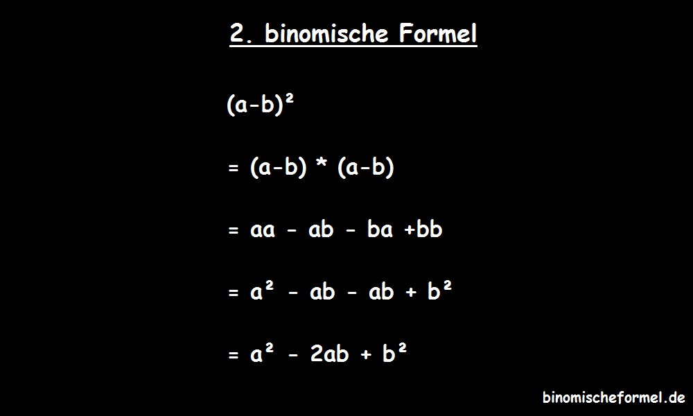 Die zweite binomische Formel ausmultipliziert